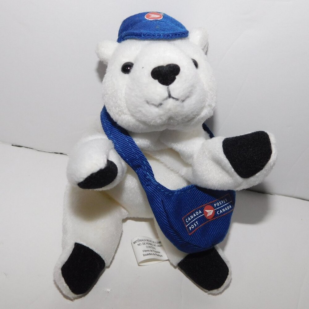 VTG Canada Post Bear Mail 7" Plush Stuffed Bean Bag Mailbag Delivery Postperson